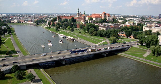 Widok na Kraków z lotu ptaka